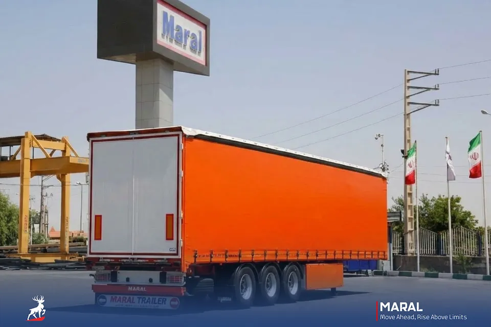 تریلی چادری  سه محور با سقف و دیواره های کشوئی