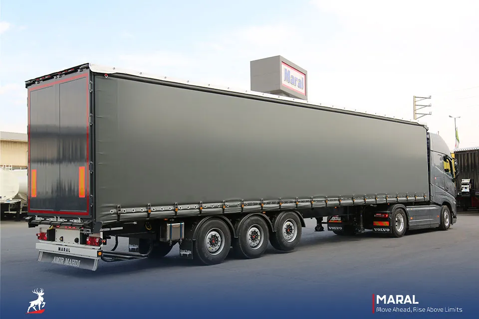 تریلی چادری  سه محور با سقف و دیواره های کشوئی جدید