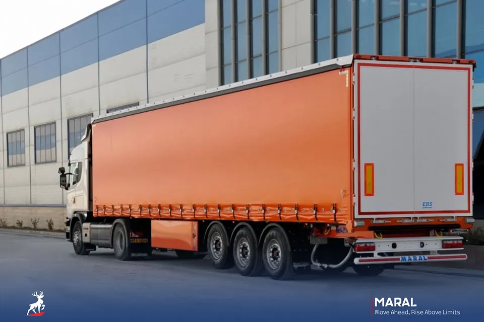 تریلی چادری  سه محور با سقف و دیواره های کشوئی