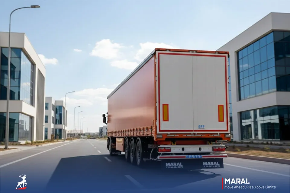 تریلی چادری  سه محور با سقف و دیواره های کشوئی