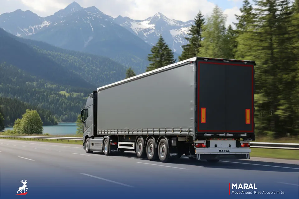 تریلی چادری  سه محور با سقف و دیواره های کشوئی جدید